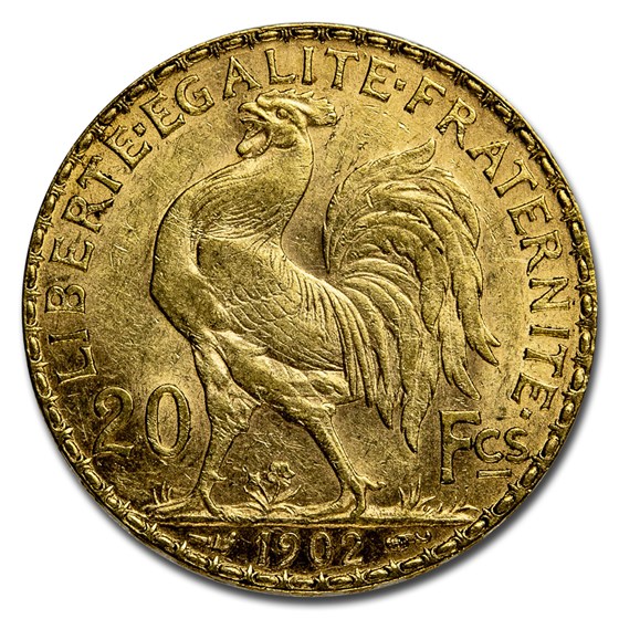 1902 France Gold 20 Francs Rooster BU 1902 France Gold 20 Francs Rooster BU